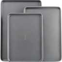 GoodCook Everyday Nonstick Baking Sheet Set, 3 Pack Includes Small (13×9) Medium (15×1) and Large (17×11) Pans Carbon Steel Construction Cookie Sheets Bakeware Set, Gray