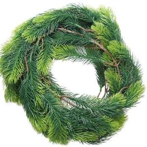 Artificial Pine Garland, Realistic Plastic Pine Leaves Faux Greenery Garland for Staircase, Mantle, Winter and Christmas Home Decor(Grass Green) 24 inch
