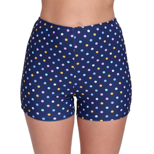 Halcurt Women's 3" High Waisted Swim Board Shorts, Beach Quick Dry Boyshorts Swimsuit Bottoms Navy Colorful Dot, Large