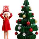 Civaner 3 ft x 1.8 ft Large Honeycomb Christmas Tree Thickened 3D Honeycomb Paper Christmas Tree with Magnetic Folding Xmas Modern Decorations Xmas for Home Living Room Holiday Decorations (35.4 Inches, Green)