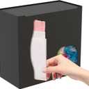 STWWO 2 in 1 Grocery Bag Holder & Trash Bag Holder Dispenser, Kitchen Grocery Storage Organizer for Cabinet, Under Sink, Wall Mounted or Countertop, Metal Black