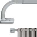 Curtain Rods for Windows 36 to 60 inch, 5/8" Blackout Wrap Around Curtain Rod Telescoping Adjustable for Sliding Door Bedroom Kitchen RV, Silver Gray(32"-63")