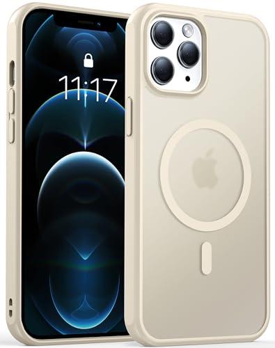 AMILIFECASES Magnetic Compatible with iPhone Case, [Built-in Kickstand][Full Camera Protection][Compatible with MagSafe][Anti-Fingerprint] Shockproof Phone Case for iPhone Beige