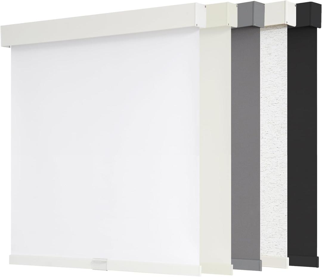 AOSKY Blackout Roller Shades Cordless Blinds for Windows, Free-Stop Shades with Valance, Thermal Insulated Fabric, UV Protection, Natural Woven Blinds for Home and Office (31" W x 72" H, White)