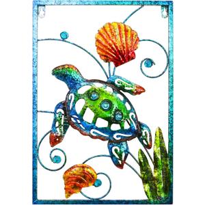BVLFOOK Metal Sea Turtle Beach Themed Bathroom Wall Art Decor, Ocean Themed Wall Decorations for Patio, Porch, Bedroom, Living Room Indoor Outdoor Wall Decor 18 Inch