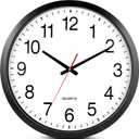 Bernhard Products Black Wall Clock Silent Non Ticking - XL 18 Inch Quality Quartz Battery Operated Round Easy to Read Home/Office/Classroom/School Clock, Black 