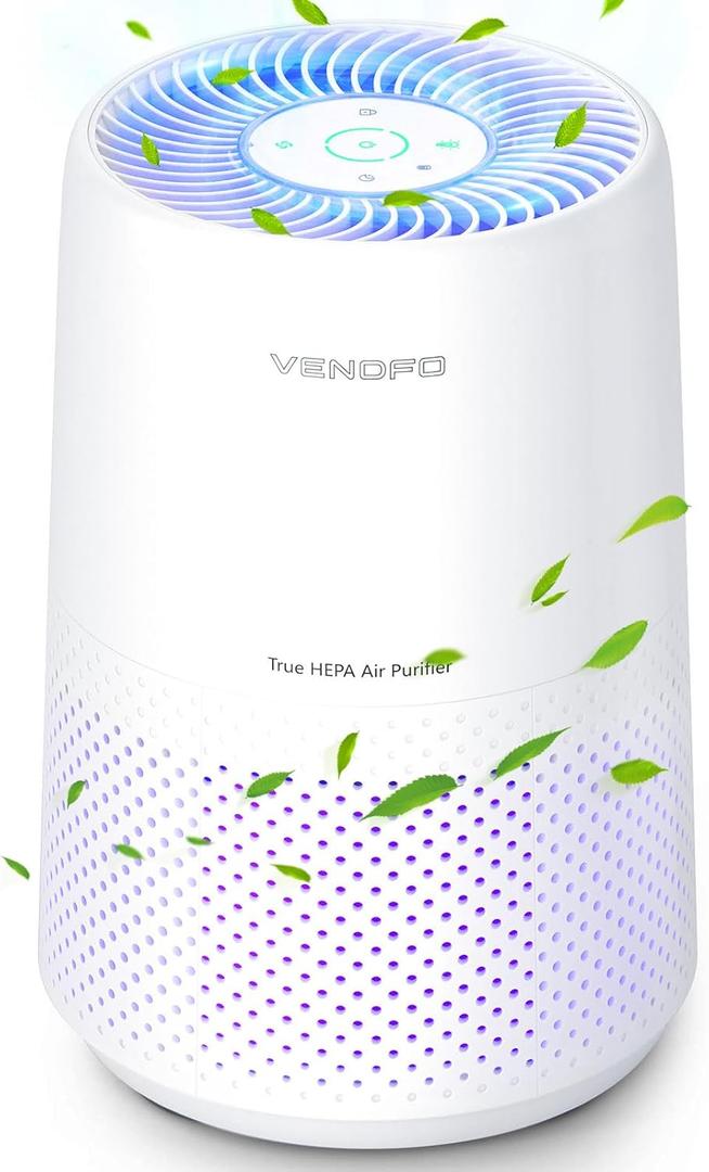 Air Purifiers for Bedroom, H13 HEPA Air Purifiers - Covers Up to 1074 ft - 24dB Ultra-Quiet Sleep Mode, 360 Outlet Air Cleaner, Perfect for Home, Pets (White)