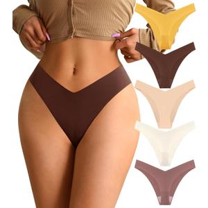 4 x ASIMOON High Waist Bikini Underwear Womens Seamless Lace No Show Panties Soft Stretch High Cut Panties 10 Pack (L)