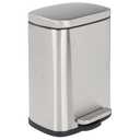 mDesign Stainless Steel Touchless Rectangular 1.3 Gallon/5 Liter Foot Step Trash Can with Lid - Wastebasket Container Bin for Bathroom, Bedroom, Kitchen, Office, Holds Garbage, Waste - Brushed Chrome