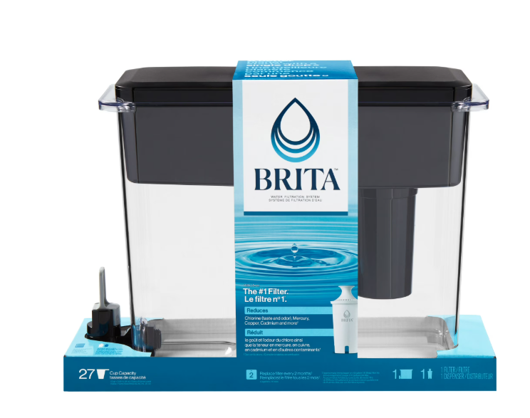 Brita UltraMax Large Water Dispenser With Standard Filter, BPAFree, Reduces Copper, Cadmium and Mercury Impurities, Lasts 2 Months or 40 Gallons, Includes 1 Filter, Kitchen Accessories, Large 27Cup