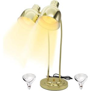 Food Heat Lamp Warmer - Gold Table Top Portable Heating Warming Bulk Double 500W Light Bulbs for French Fry Chip Catering Parties Buffet Commercial Restaurant Food Service Truck at Home (Middle)