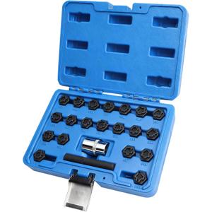 22PCS Locking Lug Nut Key Set, Wheel Lock Removal Kit for VW Audi, Anti-Theft Lug Nut Removal Tool, Covers 521540 Lock Patterns, Includes Adapter & Punch