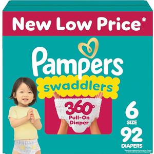 Pampers Diapers - Swaddlers 360 - Size 6, 92 Count, for up to 100% Leakproof Premium Skin Protection