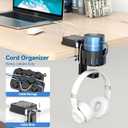 2 x KDD 3 in 1 Headphone Hanger with Cup Holder - Rotatable Headset Hook & Desk Cord Organizer - Suitable for Coffee Mups, Water Cups, Headphone, Charging Cables, Home & Office