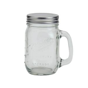 Mason Craft & More 8-Piece Glass Drinking Jars Tumblers Set with Handles Stainless Steel Lids, 16 oz.