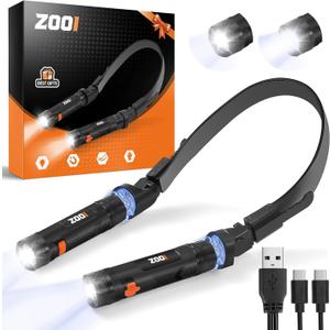 ZOOI Neck Light, Gifts for Men, Neck Flashlight Lamp, Dad Gifts for Boyfriend Husband, Fathers Day Mens Gifts for Him Dad, Gift for Men Who Have Everything, Cool Gadgets Stuff for Camping, Fishing (Black)