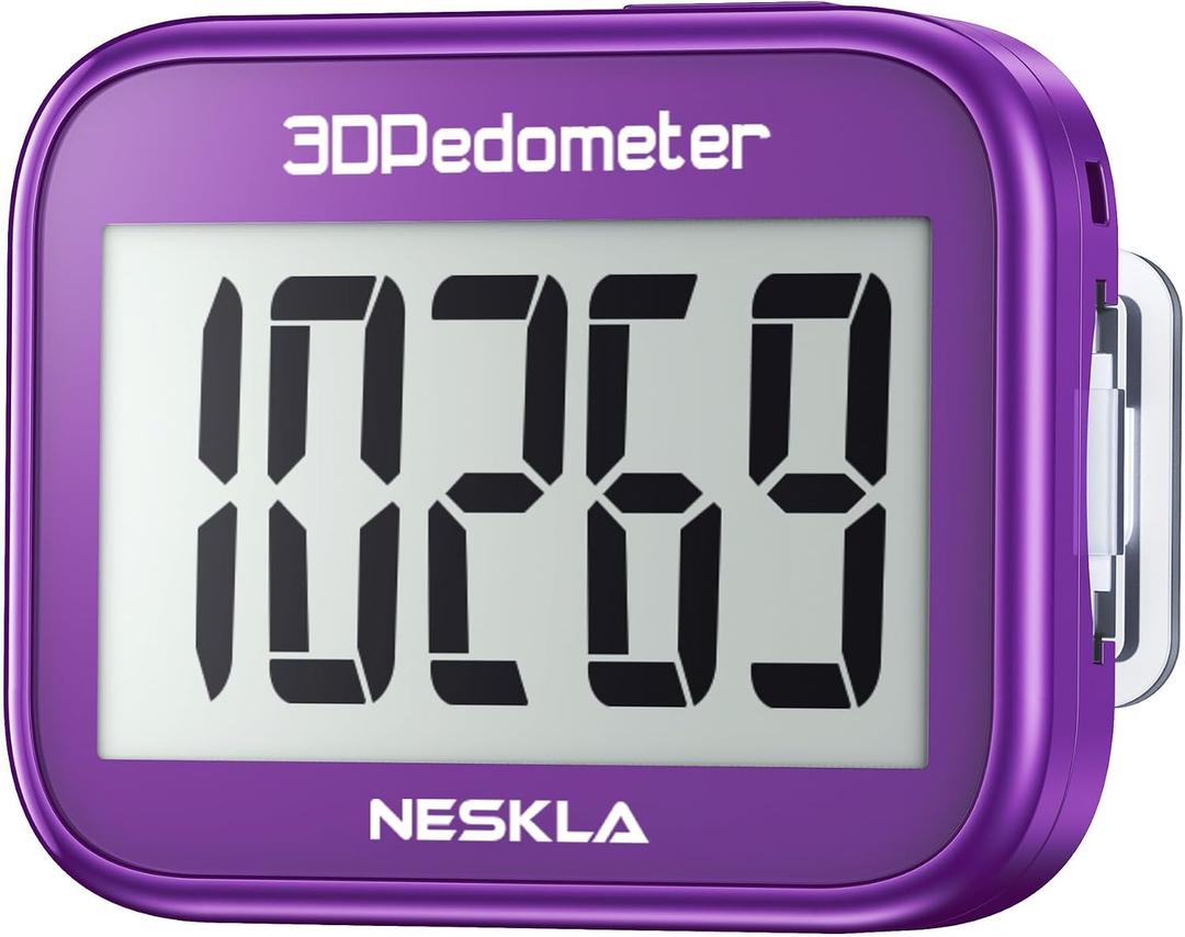 3D Pedometer, Simple Step Counter with Large LCD Display for Walking | Accurate Step Tracker with Removable Clip & Lanyard, No App or Charging Needed, Easy to Use for Senior Men Women Adults