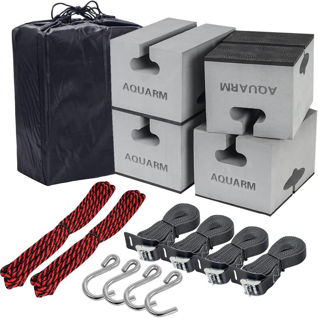 Deluxe Canoe Foam Blocks for Roof Universal Canoe Carrier Kit Soft Canoe Pads Car Top Roof Racks Foam Pads with Tie-Downs, 6 inch