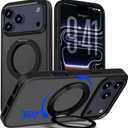 for iPhone 17 Pro Case Ultra-Magnetic 360 Spin Stand [Military Drop Protection] [Compatible with MagSafe] Shockproof Translucent Matte Slim Ring for iPhone 17 Pro Phone Case 6.3", Black