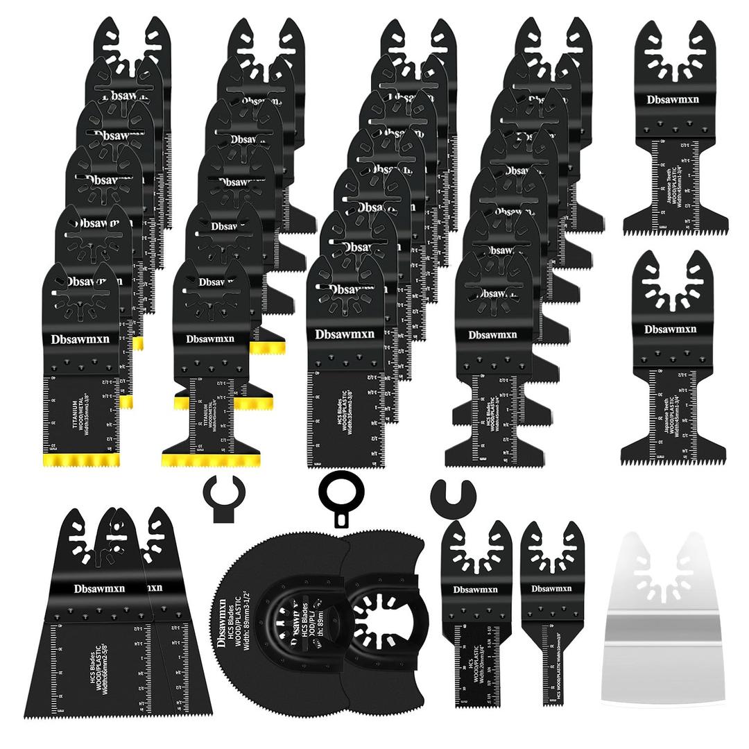 35PCS Multitool Blades Metal Cuts, Quick Release Oscillating Tool Blades for Metal Wood Nails Drywall Cutting, DIY and Pro Saw Blades Set Compatible with Dewalt Milwaukee Ryobi Dremel