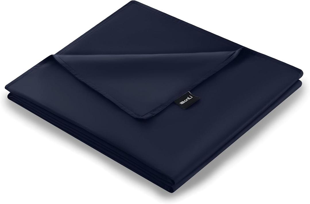 ZonLi 60"x80" Navy Blue Duvet Cover, Oeko-texCertified 100% Cotton, Queen Size RemovableDuvet Cover for Weighted Blanket