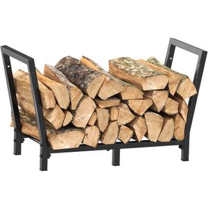 Minicloss 34 Inch Firewood Rack Outdoor Indoor, 2.7ft Wood Storage Rack Stand, Heavy Duty Fire Wood Holder for Fireplace Black