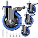 3 Inch Swivel Stem Caster Wheels Heavy Duty Threaded Stem Mount Casters Set of 4 with American Size UNC 1/2"-13 x 1