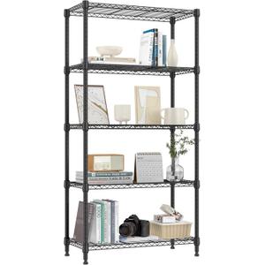 1250 lbs 5 Tier Shelf Metal Storage Shelves Shelving Wire Rack Heavy Duty Closet Organizers for Garage Kitchen Bathroom Laundry Black 13.8" D x 29.5" W x 59.5" H