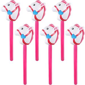 6 Pieces Inflatable Stick Horse,Inflatable Horsehead Stick Balloon Pony Stick for Christmas Horse Themed Birthday Party Decorations Supplies Favors Props Cowboy Horse Costume Stick,37 Inch Pink