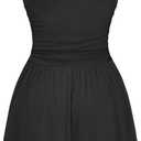 AUXDIO Women Summer Casual Strapless Romper Sleeveless Off Shoulder Short Jumpsuits 2026 Beach Vacation Clothes (Black, S)