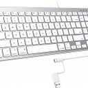 OMOTON Wired Keyboard Compatible with Mac, with Dual Interface (USB and Type-C), Numeric Keypad Compatible with MacBook Pro/Air, iMac, Mac mini/Pro Laptop, Silver