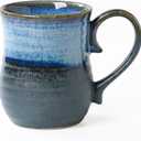 21 oz Large Ceramic Coffee Mugs, Handmade Cup with Large Handle, Big Tea and Coffee Cups for Office and Home, Microwave and Dishwasher Safe (Blue Grey)