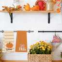 2Pcs Orange Stripe Dot Pumpkin Hello Fall Kitchen Towels Fall Kitchen Decor for Home Autumn Thanksgiving Harvest Gifts Waffle Weave Dish Tea Hand Towels for Farmhouse Kitchen Bathroom 14 x 23 Inches