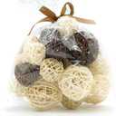 Qingbei Rina 20 PCS Wicker Rattan Balls,Decorative Balls for Bowls,Vase Filler for Centerpieces,Decorative Orbs Woven Spheres,Bowl Fillers Decor(Beige Brown White)