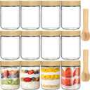 TBWIND 12 Pack 16oz Glass Jars with Bamboo Lids, Spoons, Airtight Overnight Oats Containers, Salad& Yogurt Storage, Mason Jars for Snacks, Spices, Meal Prep Reusable
