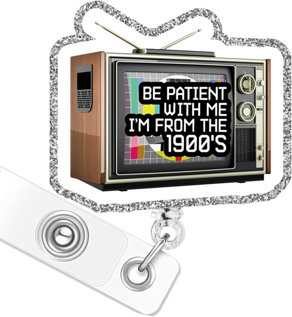 2 x Funny Nurse Badge Reel, Please Be Patient with Me RN Badge Buddy, Cute ID Work Badge Holder with Retractable Alligator Clip for Nurses RN EN Doctor Paramedic Teachers Medical Office Womens