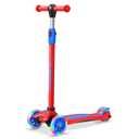 Dribbl 3-Wheel Kids Scooter - Lean-to-Steer Technology, Adjustable Height Handlebar, Anti-Slip Deck, Scooter for Boys & Girls Ages 3+, Child Safety Approved, Support Riders Up To 165 lbs, Red and Blue