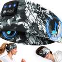 LOVE EYE Sleep Headphones Headband Bluetooth 5.4, Sports Headband Earphones Wireless Sleeping Eye Mask with HD Stereo Speaker for Workout Jogging Yoga Insomnia Travel Meditation Gifts (Painting Black)