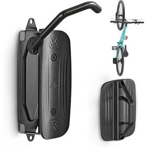 monTEK Swivel Bike Wall Mount, Bike Hangers for Garage, Space-Saving Vertical Bike Rack, Sturdy Bike Storage Rack Holds Up to 66lbs, Easy to Install, Black (1 PACK)