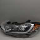 Left Headlight Assembly for 2017 2018 Hyundai Elantra (Not Fit Elantra GT Models), Driver Side Halogen Headlamp with Clear Lens Black Housing Amber Reflector (with Bulbs)