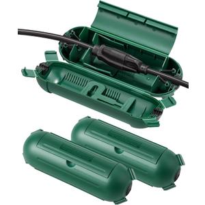 DEWENWILS 3Pack Outdoor Extension Cord Cover, Waterproof Connection Protector with 4 Seal Latches, Adjustable Compartment for AWG 12/14/16 Cords, Protect Holiday Decoration Lights and Plugs (Green)