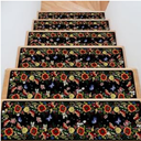 InIsaJace Non-Slip Carpet Stair Runner 8" X 30", 15 Pack Flower Stair Treads for Wooden Steps, Floral Washable Rugs Staircase Matswith Silicone Backing for Kids Elders and Dogs Indoor