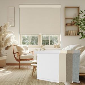 100% Blackout Shades for Indoor Windows, Custom Roller Shades for Windows Room Darkening Pull Down Blinds Privacy Shade for Home Bedroom Office Kitchen(34" W x 68" H) Beige