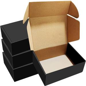30 Pack 8x6x3 inches Black Shipping Boxes, Corrugated Mailer Boxes, Packaging Boxes for Products, Recyclable Cardboard Box, Flat Literature Mailers for Gifts, Clothing by Mailing