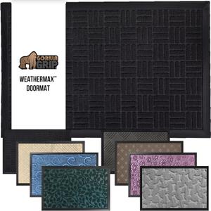 GORILLA GRIP 100% Waterproof All-Season WeatherMax Doormat, 47x35, Durable Natural Rubber, Stain and Fade Resistant, Low Profile, Indoor Outdoor Door Mats, Easy Clean Patio Entrance Mat, Midnight Maze (47" x 35")