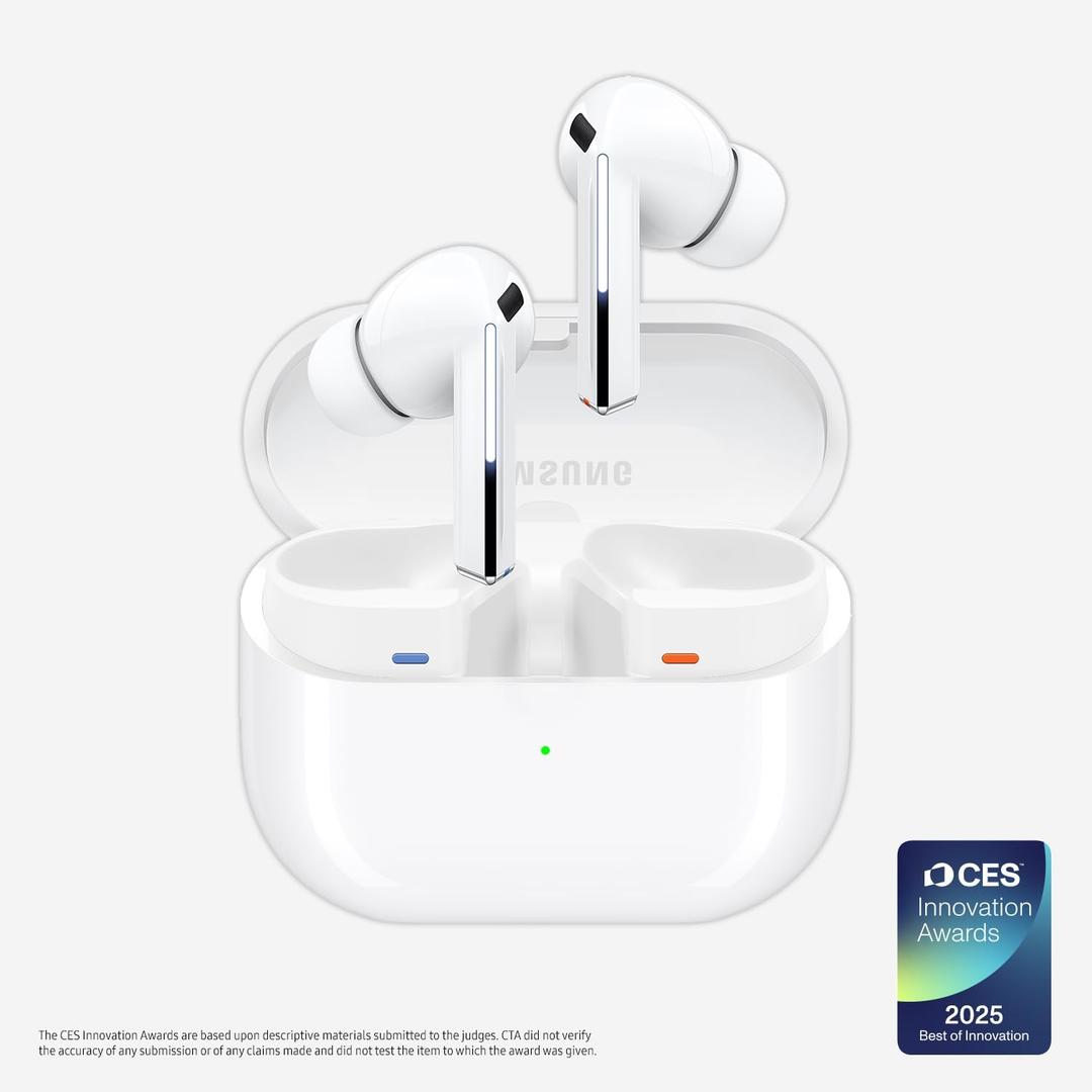 Samsung Galaxy Buds 3 Pro AI True Wireless Bluetooth Earbuds, Noise Cancelling, Sound Optimization, Redesigned Comfort Fit, White [US Version} 