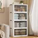 SAILUN 116Gal/464Qt Stackable Storage Bins Folding Collapsible Storage Bins with a Lid, Closet Organizers and Storage,White 26" W x 17" D x 56.7" H