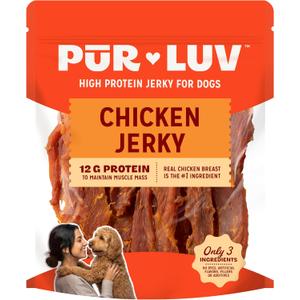 Pur Luv Chicken Jerky Dog Treats, Made with 100% Real Chicken Breast, 16 Ounces, Healthy, Easily Digestible, Long-Lasting, High Protein, Satisfies Dog's Urge to Chew, Expiry: 02/12/27