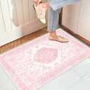 Washable Boho Entryway Rug 2' 3' Small Rug Pink White Colorful Color Door Mat Indoor Entrance Non-Slip Soft Oriental Vintage Carpet Kitchen Entryway Bedroom Corridors Indoor