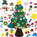 DIY Felt Christmas Tree with 38 Pcs Ornaments, 3.2Ft Felt Xmas Tree for Montessori Indoor Christmas Door Wall Windows Hanging Party Supplies New Year Decorations